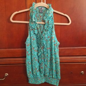 Poetry Clothing Floral  Sleeveless Ruffles Top  - Size Small